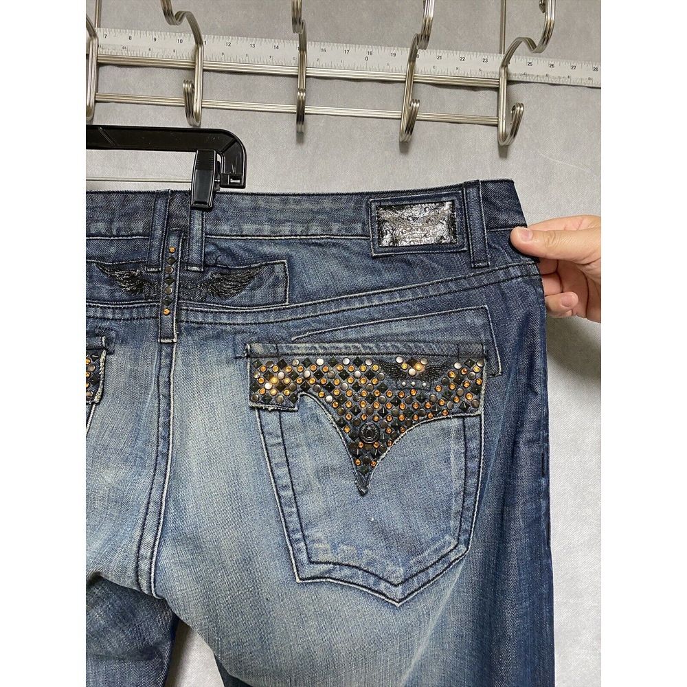 NWT Robin's Jeans Men 44 R‎ Pocket Long Flap Swarovski Rhinestone Studs Straight